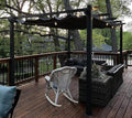 10' X 12' Outdoor Retractable Pergola with Sun Shade Canopy Patio Metal Shelter for Porch Garden Pavilion Grill Gazebo