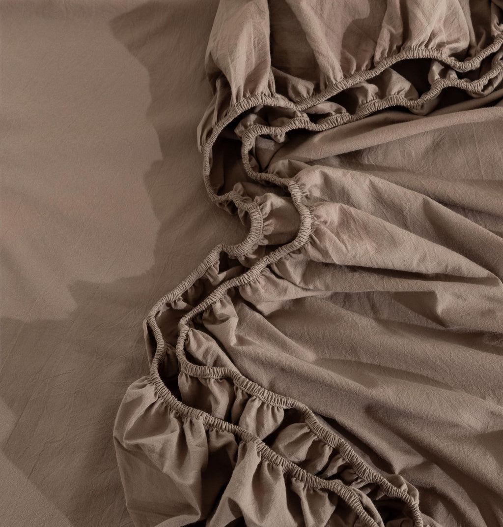 Washed Cotton Fitted Sheet Set, 3-Piece, Relaxed Linen Feel