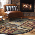 Homespun Cabin Multi-Color Oval Area Rug - Bedroom or DiningRoom - Lodge, Novelty