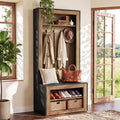 Hall Tree with Shoe Storage Bench, Farmhouse Entryway Coat Rack