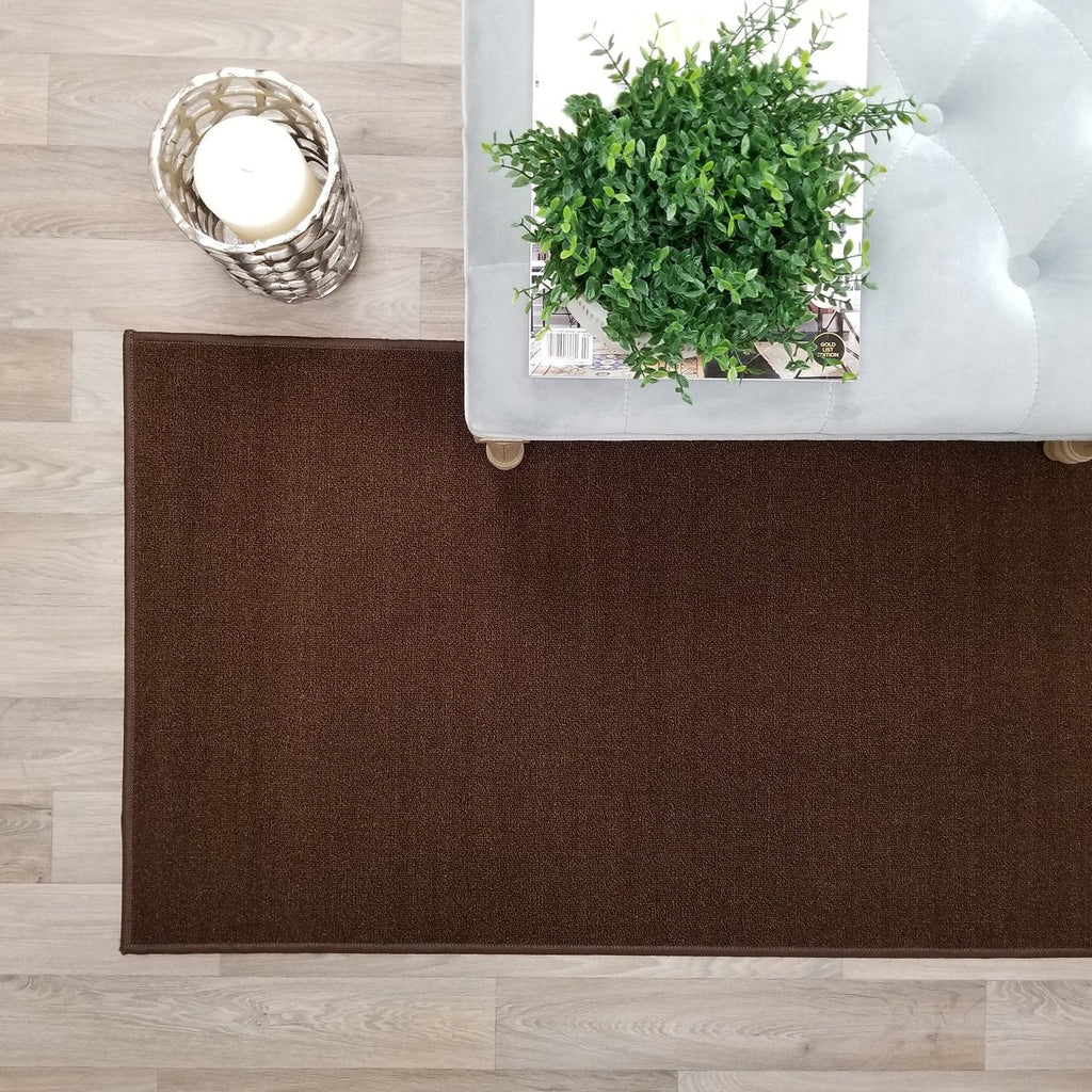 Custom Size Brown Solid Plain Rubber Backed Non-Slip Hallway Stair Runner Rug Carpet 22 inch Wide Choose Your Length