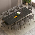 62.9"-94.4" Extendable Dining Table, Black Sintered Stone Top