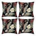 Outdoor Toss Pillow, 4-Pack, 16x16, Black Tropical