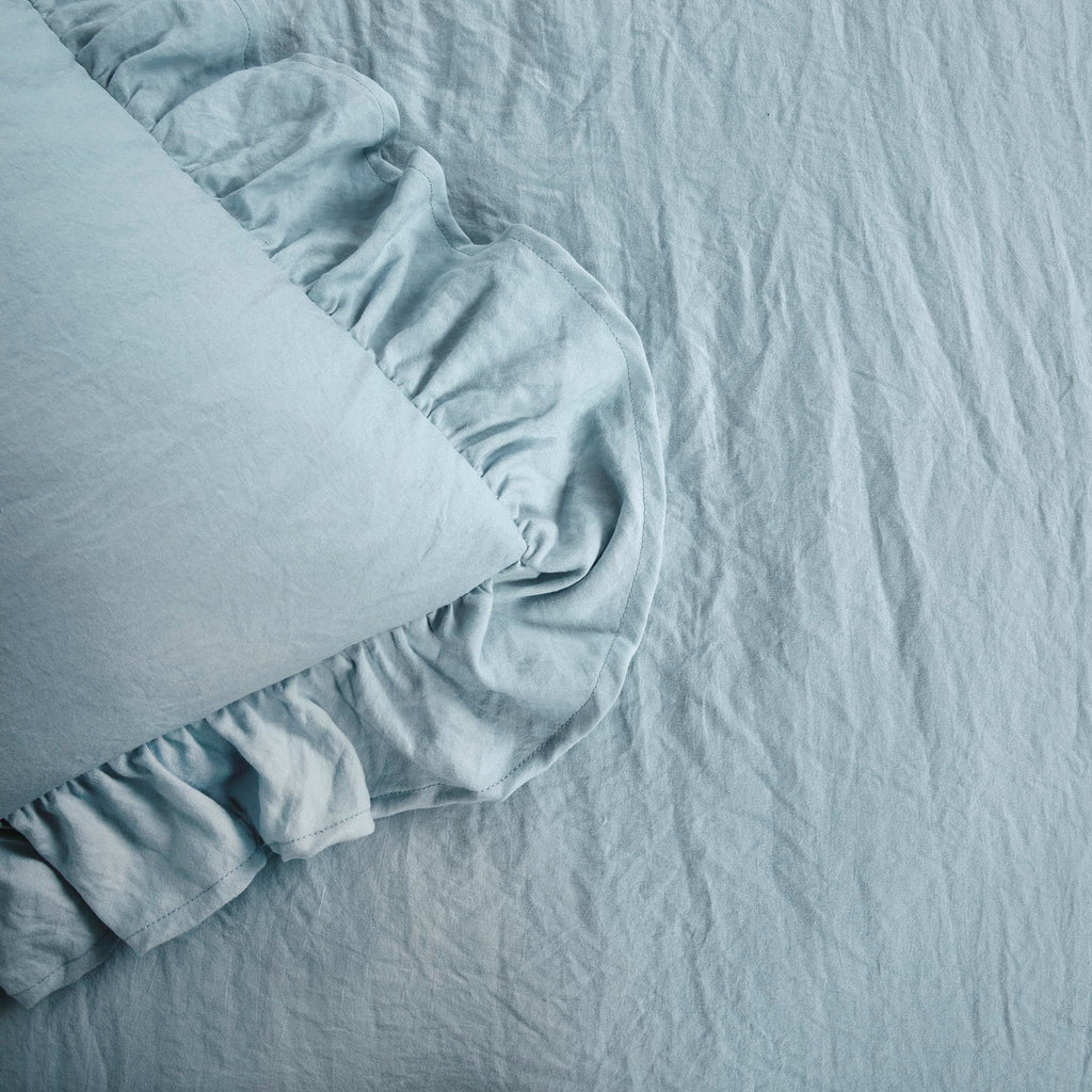 Reyna Ruffle Comforter Set, Lake Blue, 3 Piece Cozy Bedding Set