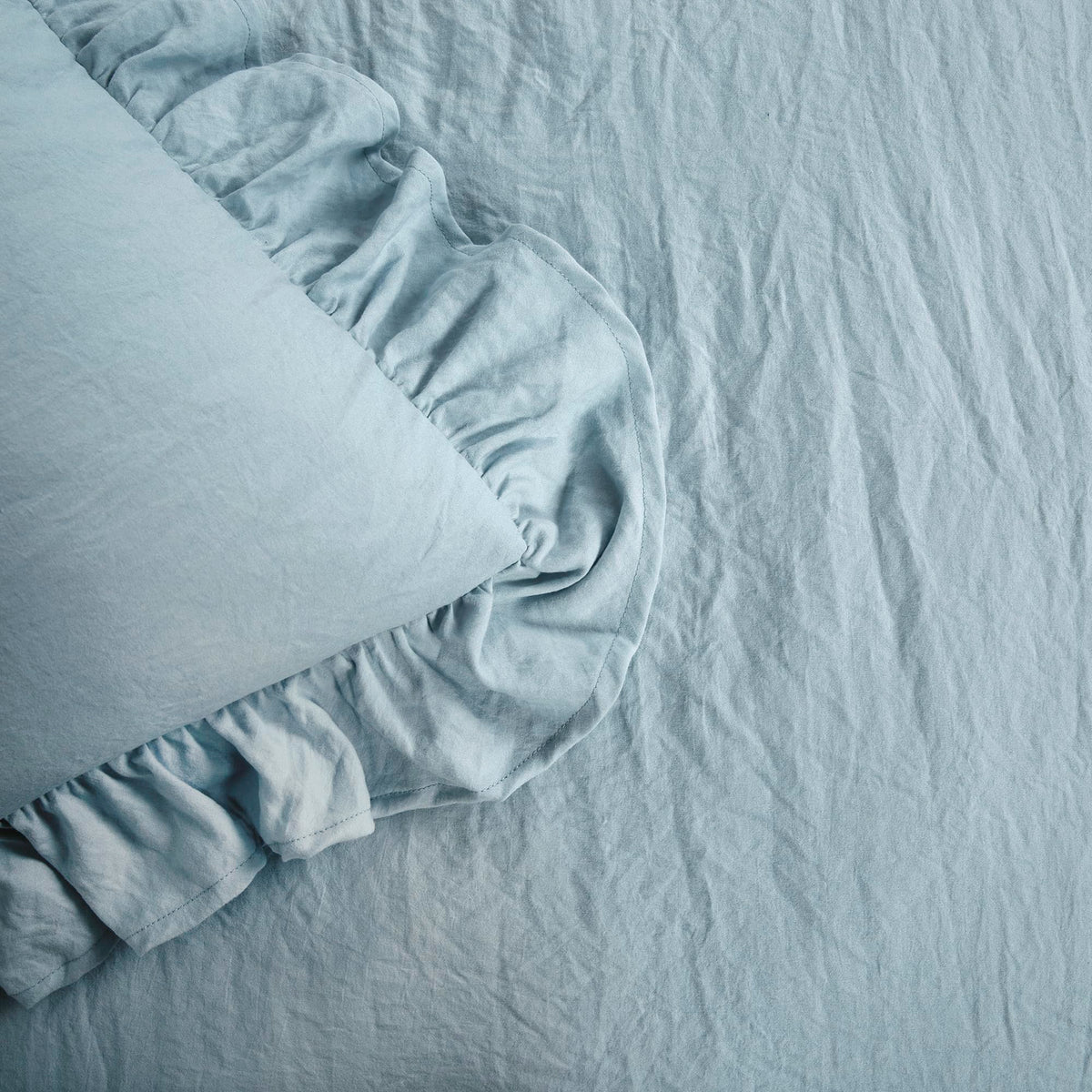 Reyna Ruffle Comforter Set, Lake Blue, 3 Piece Cozy Bedding Set