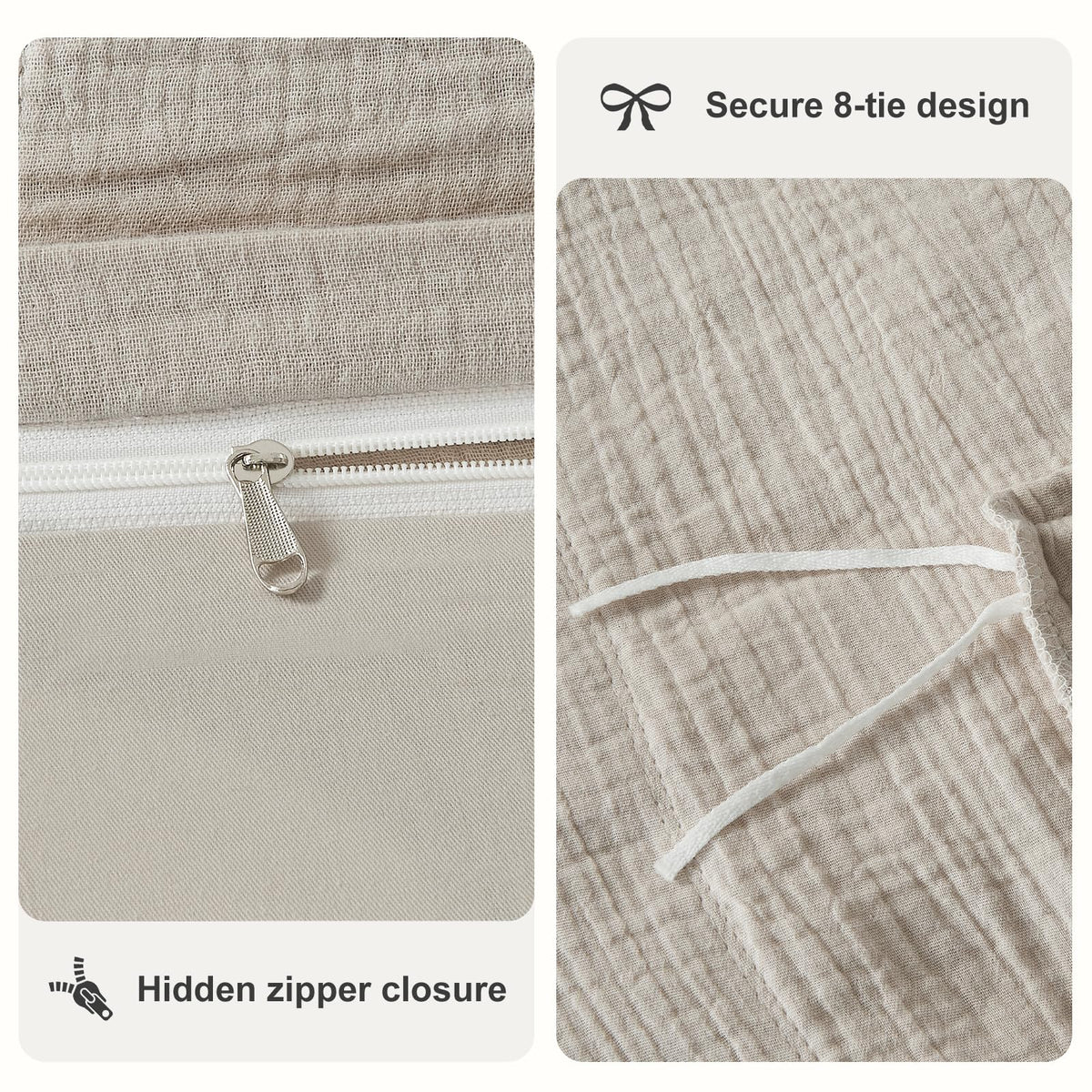 Muslin Duvet Cover, 100% Cotton Gauze, Soft Textured Linen Color