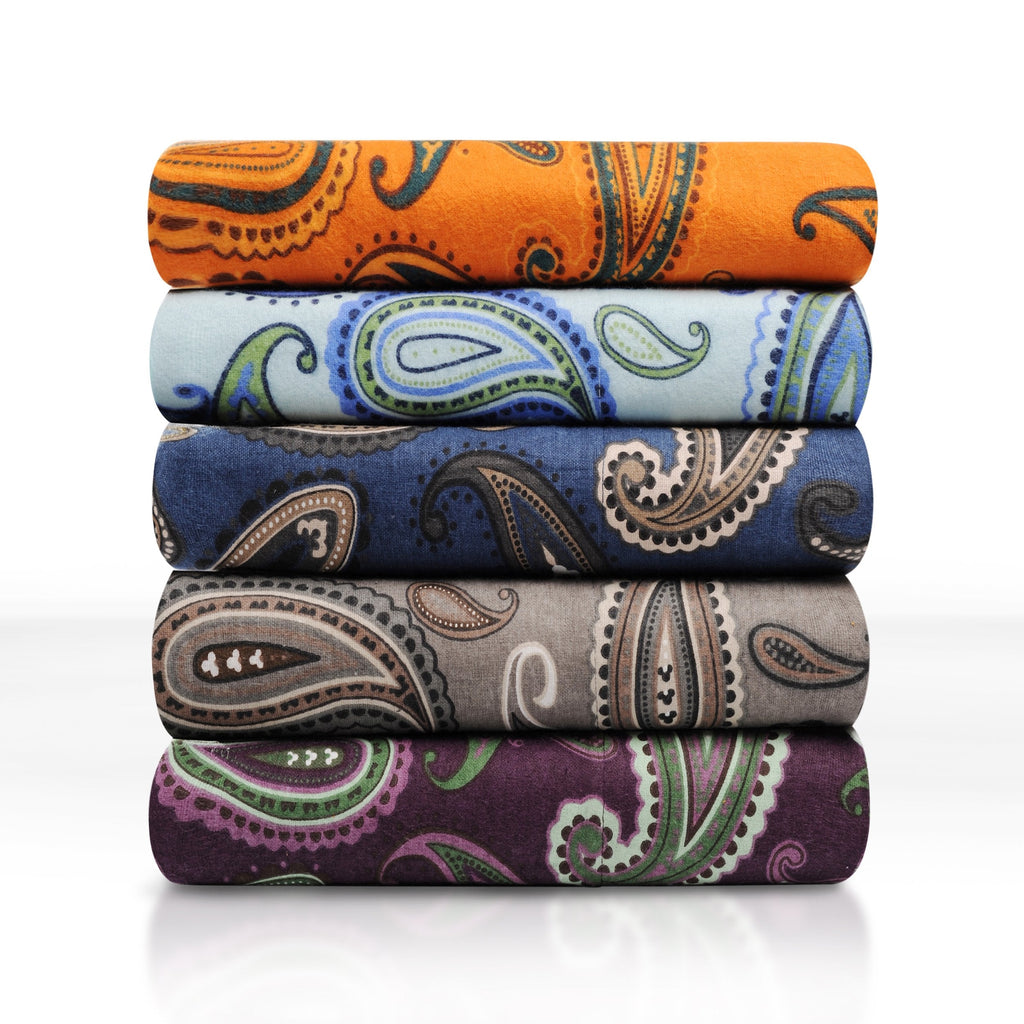 Flannel Brushed Cotton Paisley Bed Sheet Set, Warm Bedding, Bohemian Floral Sheets, Bedroom Decor, 1 Flat Sheet, 1