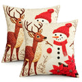 Christmas Snowman Pillow Covers 18x18 Inch, Set of 2 Outdoor Throw Pillow Covers with Pillow Inserts Included