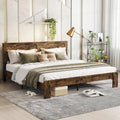 Rustic Vintage King Bed Frame with Headboard,Wooden Platform Bed Frame King with Wood Slats,Easy Assembly,Dark Brown
