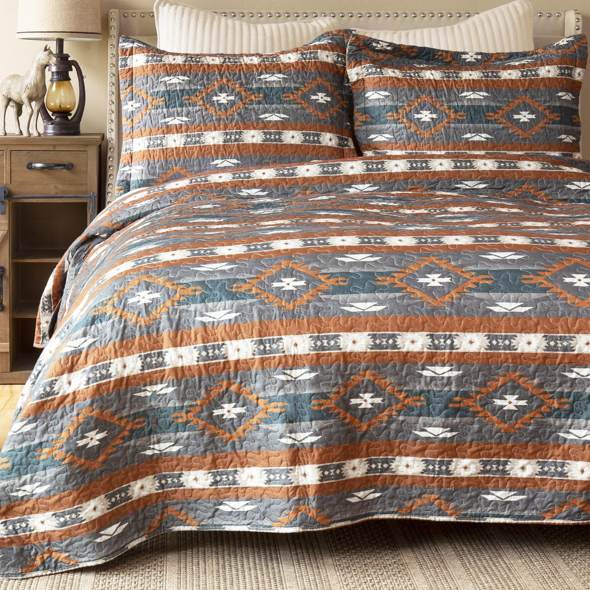 Aztec Country Bedding Set, Southwestern 2-Piece Microfiber Quilt Set, Checotah