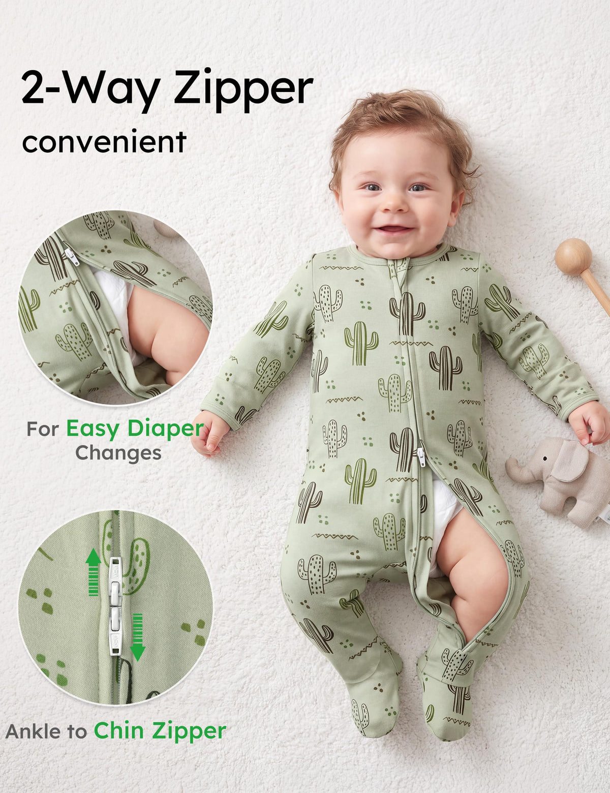 Baby Sleepers 5 Pack 100% Organic Cotton, Girl Boys Newborn Pajamas