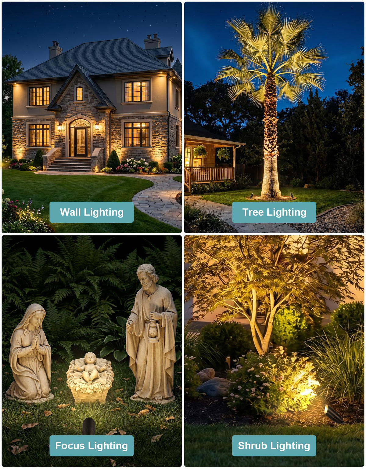 Solid Brass Outdoor Landscape Spotlights with 5W 2700K MR16 Bulb,6 Pack