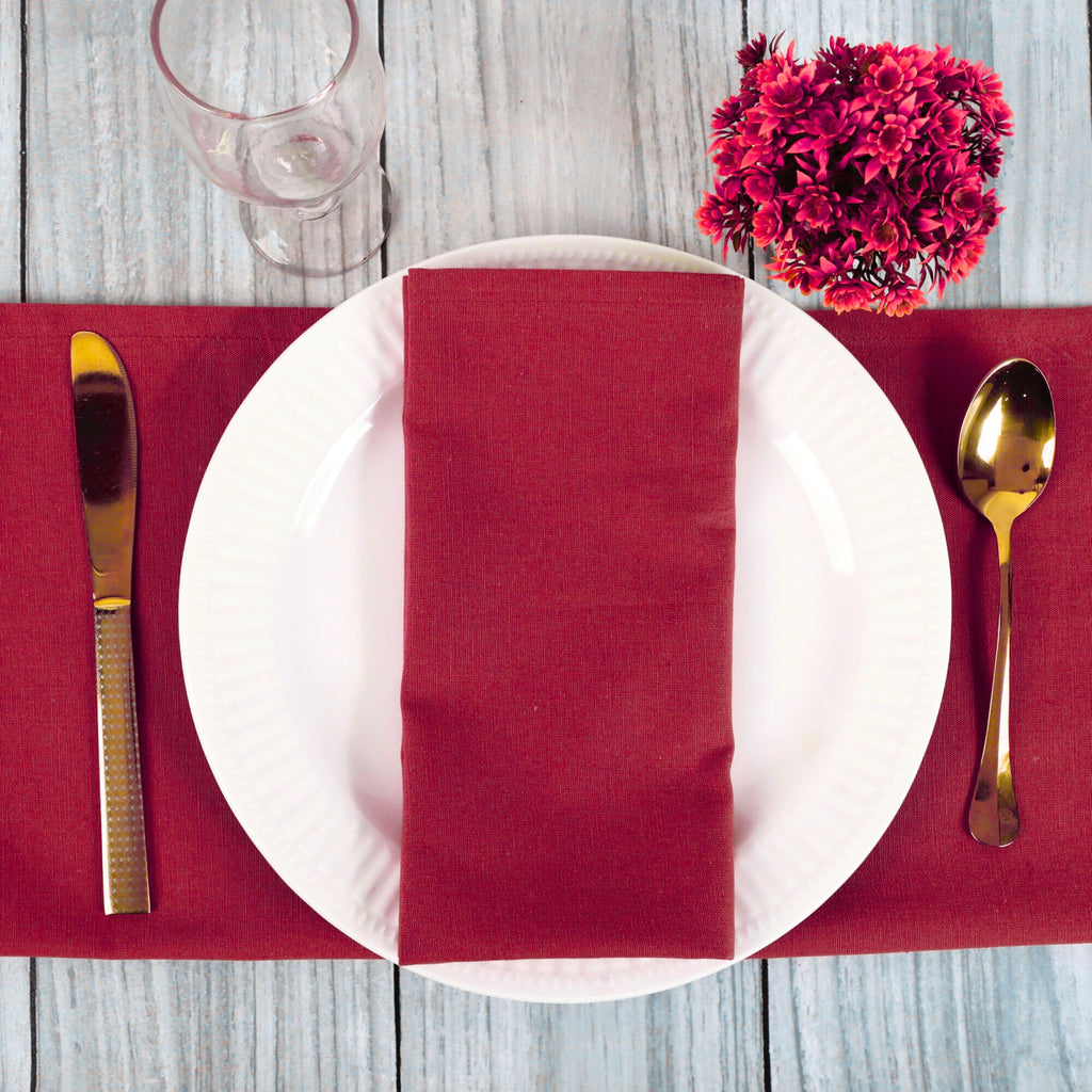 Cloth Napkin, 100% Cotton, Set of 12, 18x18 inch, Tango Red