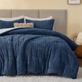 Arch Sherpa Comforter Set, Warm & Fluffy Bed Set, Navy
