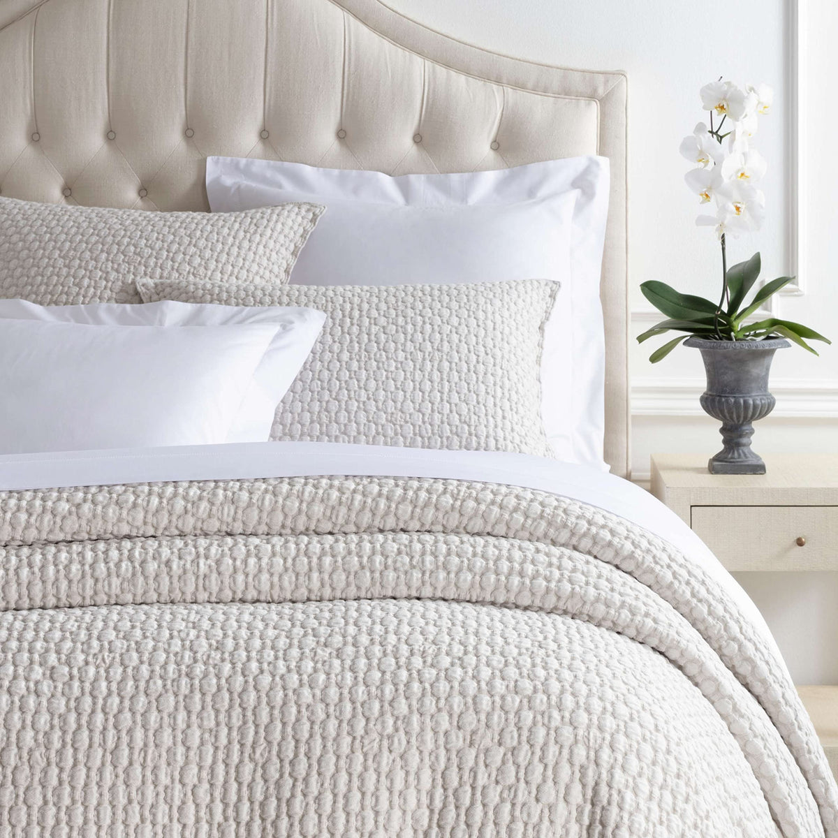 Lodi Sand Solid Cotton Matelasse Coverlet, King