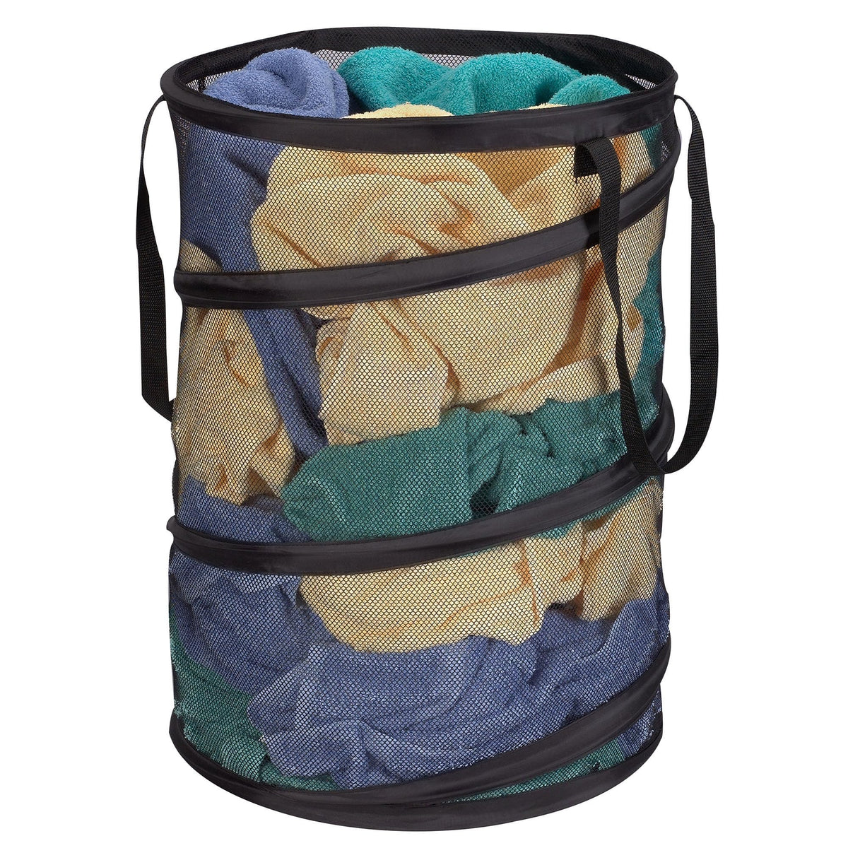 2026 Pop-Up Collapsible Mesh Laundry Hamper | Black, 25" H