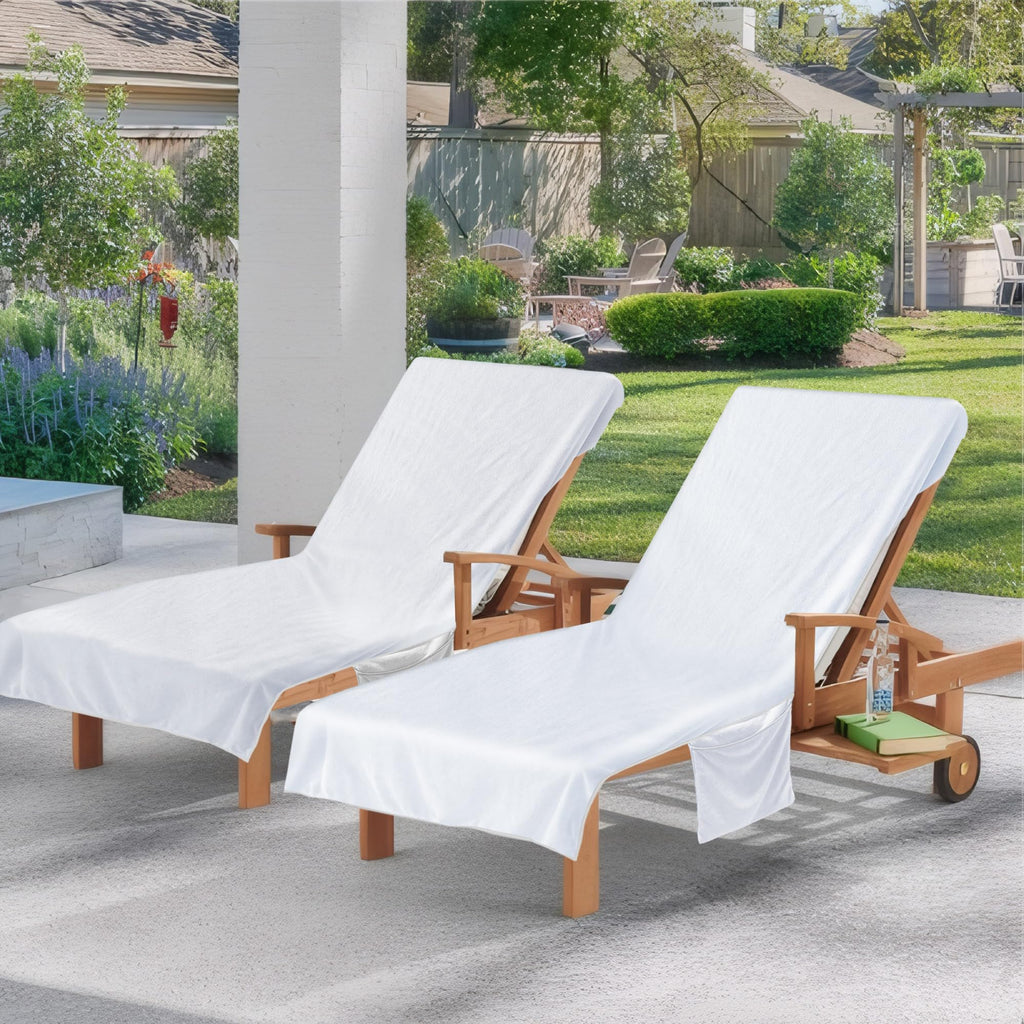 Super Soft & Thick Lounge Chair Towel Cover (Pack of 2), Chaise Lounge Cover with Pockets, Beach Chair Cover for Pool