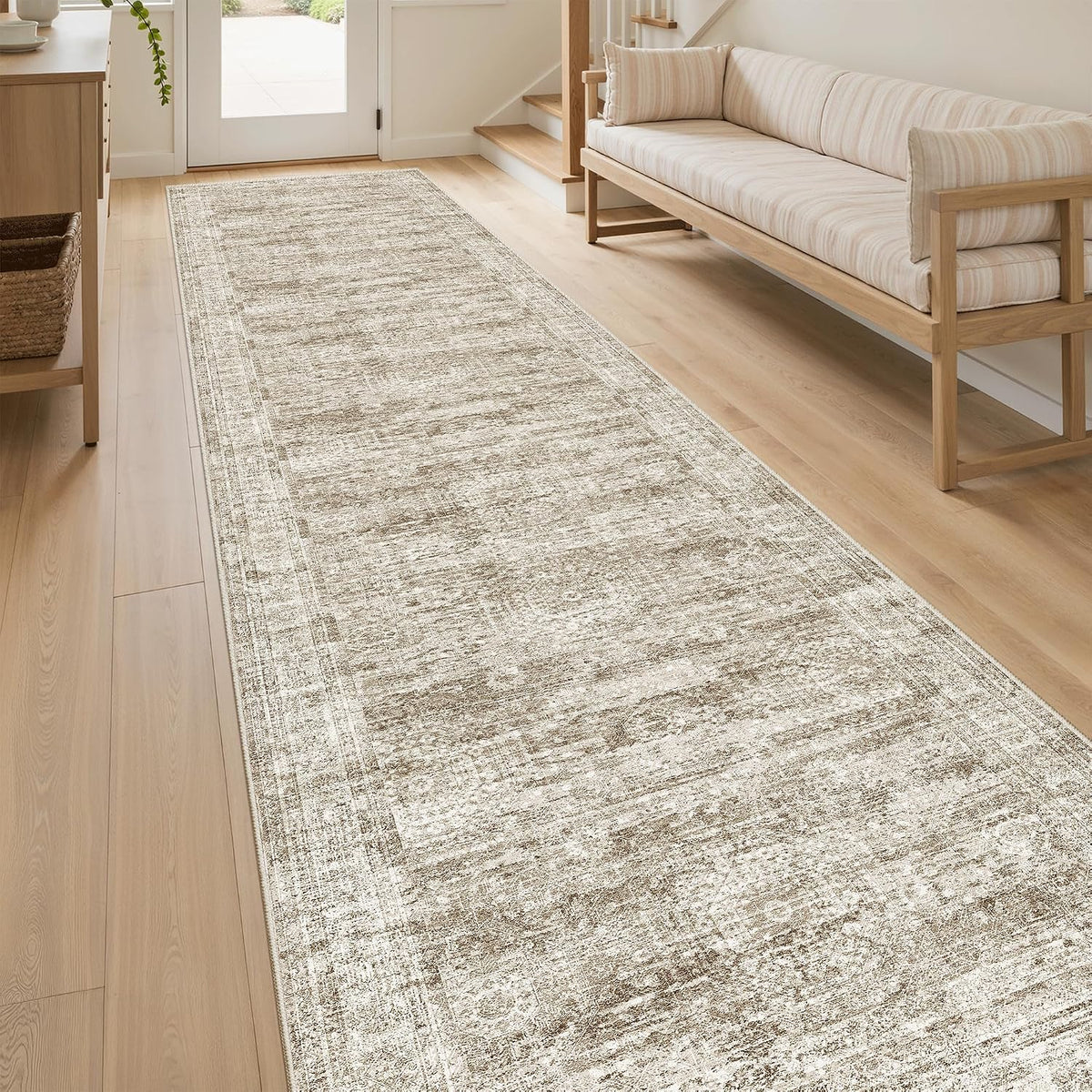 Hallway Runner Rug Non-Slip Runners Brown