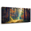 Autumn Forest Large Stretched Canvas Wall Art Bedroom Home Decoration, Mordern Morning Sunlight Wood Print Picture