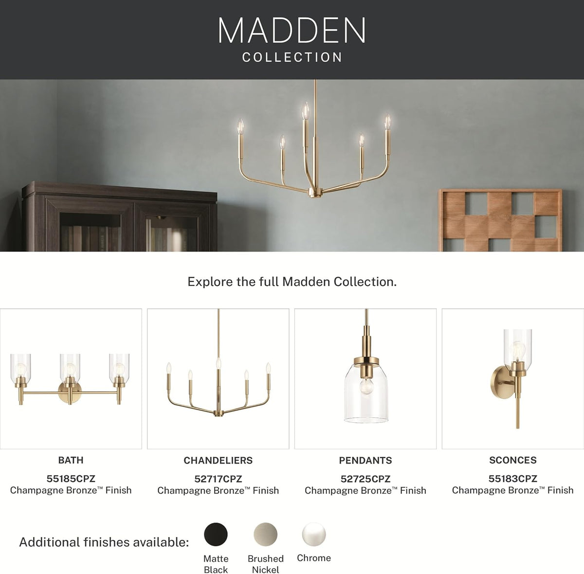 Madden 1-Light Bathroom Wall Sconce Light Fixture with Clear Glass in Champagne Bronze, Modern Vanity Lighting