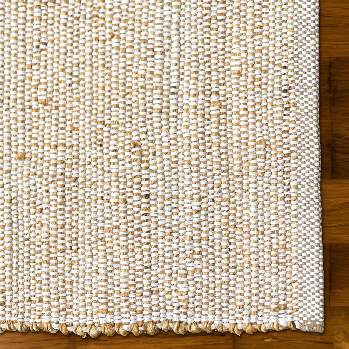 Hand Woven Doormat Rug, Natural Jute Cotton