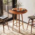 Solid Wood Bar Table, 39.37-Inch Round Bistro Table with Sturdy Frame, Small Space (Rustic Walnut)