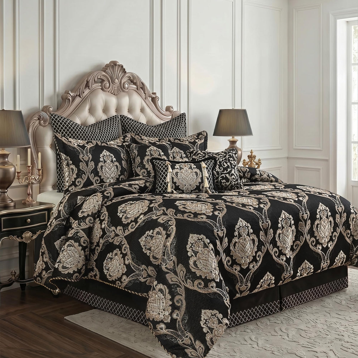 9-Piece Comforter Set, European Damask Bedding Set