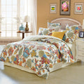 Luxury Bohemian Damask Floral Queen Size 3Pcs(1 Duvet Cover+ 2 Pillowcases/Shams Farmhouse Shabby Flower Colorful Red