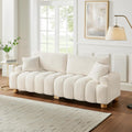Boucle Sofa Couch, 91" Comfy Tufted Upholstered Cloud Couches, Modern 3 Seater Sofa with Pillows