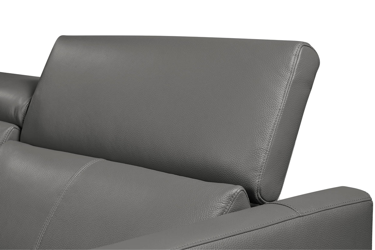 Andria 99.5" Leather Sectional Couch, Power Recliner with Right Chaise - Cloudy Grey