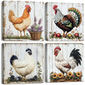 Chicken Rooster Wall Art Farmhouse Pictures Wall Decor Bedroom Countryside Farm Animals Posters Cabin Room Decor