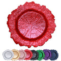 Red Reef Charger Plates, Set of 10, 13" Red Chargers for Dinner Plates