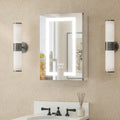 LED Lighted Medicine Cabinet Mirror with Tempered Glass 16 x 24 Recessed or Surface Mount Bathroom Cabinet with