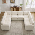 Modular Sectional Sofa, 117'' Oversized Deep Seat U Shaped Couch, Beige