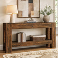 63 Inch Farmhouse Console Table with 2 Drawers and Open Shelf