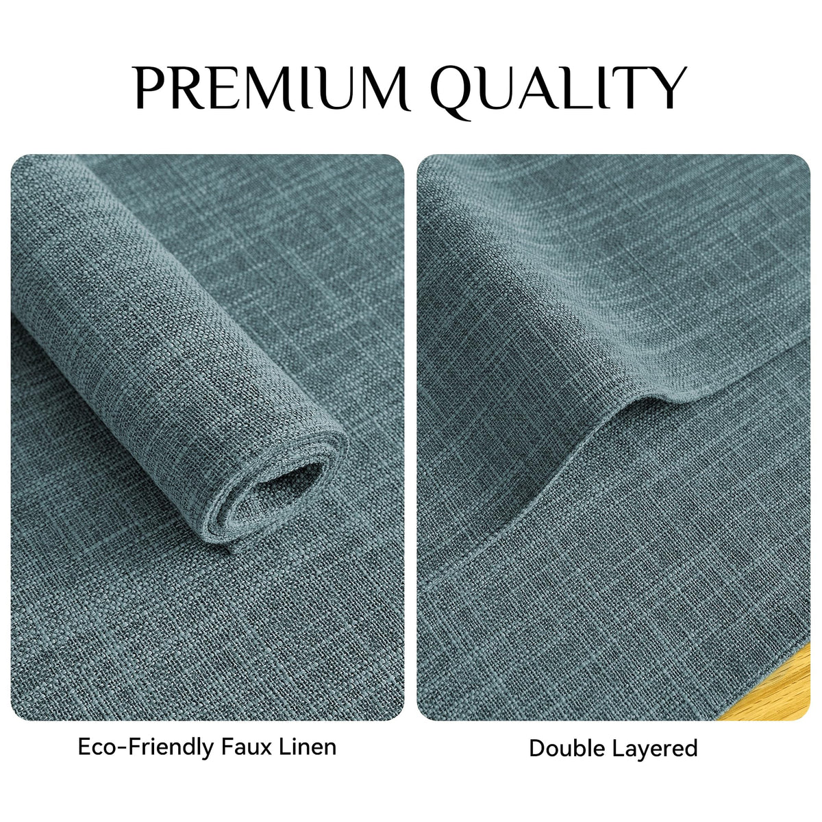 Faux Linen Cloth Placemats Set of 6-12 x 18 Inch, Light Blue