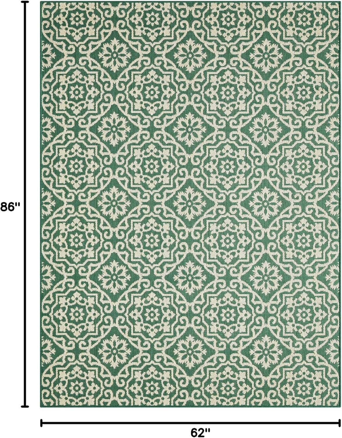 Patio Country Danica Transitional Geometric Indoor/Outdoor Area Rug, Green/Beige, 5'2"x7'2"