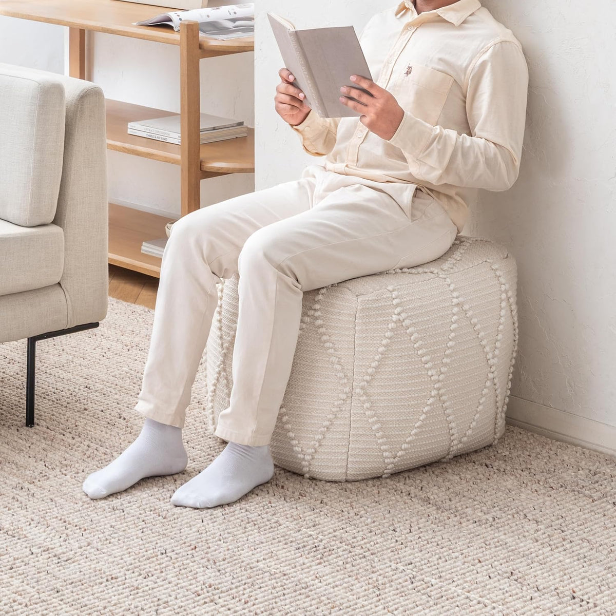 Pouf Ottoman Foot Rest, Ottoman Pouf, Comfortable Foot Stool, Decorative Floor Seating Decor, Bedroom & Home Décor