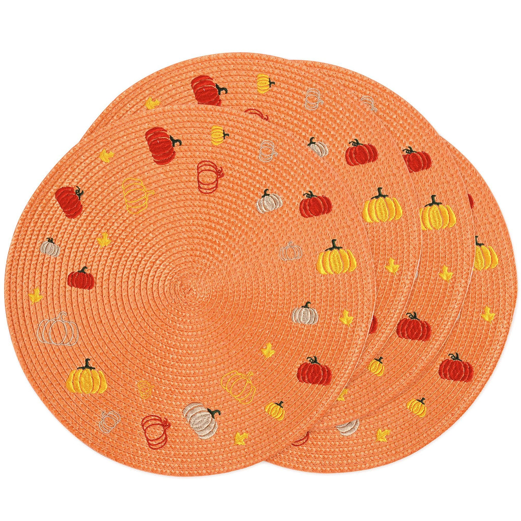 Orange Pumpkin Fall Placemats Set of 4 Round Table Mats