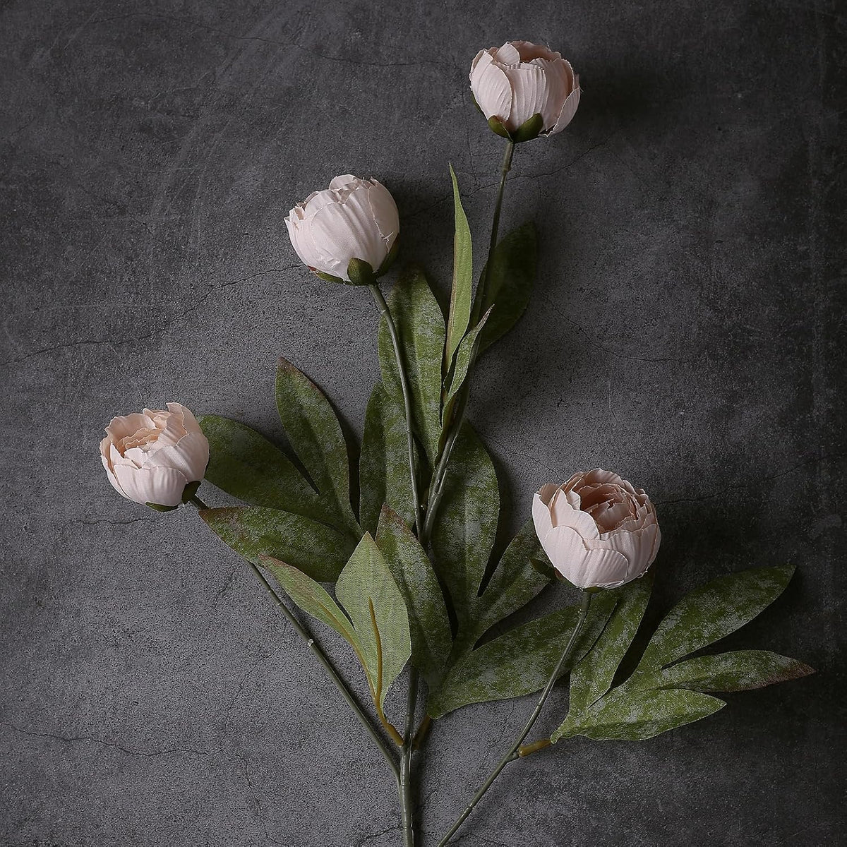 27" Faux Silk Peony Artificial Flowers Stems for Vase (Beige) - Set of 6