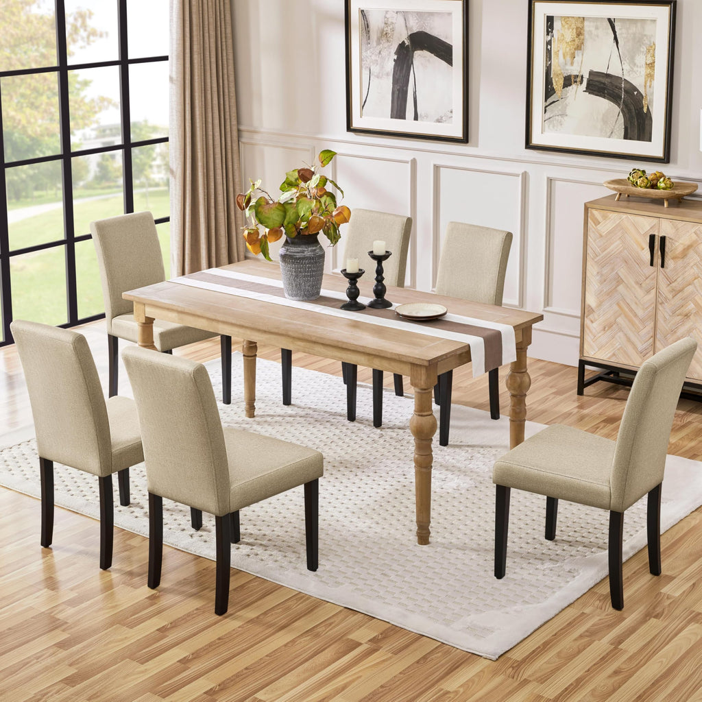 Set of 6 Upholstered Kitchen Chairs Khaki