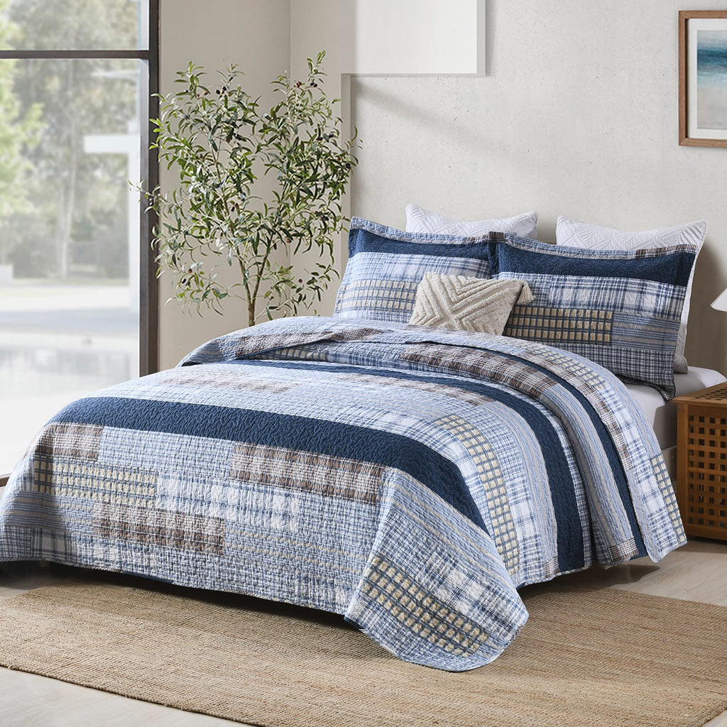 100% Cotton Quilt - Farmhouse Patchwork Quilt Bedding Set