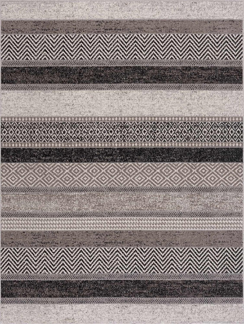 Middlestown Machine Washable Area Rug - Striped Geometric Diamond Chevron Herringbone - Farmhouse Modern Contemporary