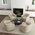 Faux Leather Swivel Accent Chairs Set of 4, Barrel Armchair, Cream
