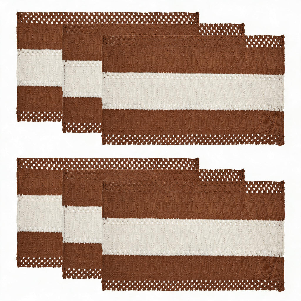 Fall Caramel Farmhouse Rustic Placemats Set of 6-12x18 Inch
