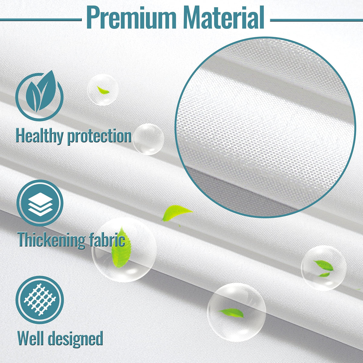 2 Pack Hotel Fabric Snap in Shower Curtain Liner Replacement Removable Water Repellent Liner Shower Curtain Liner 70W
