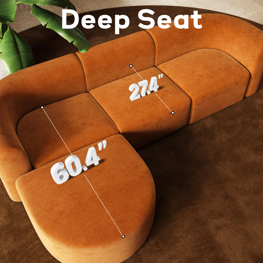 116" Modular Curved Sectional Modern Oversized Couches