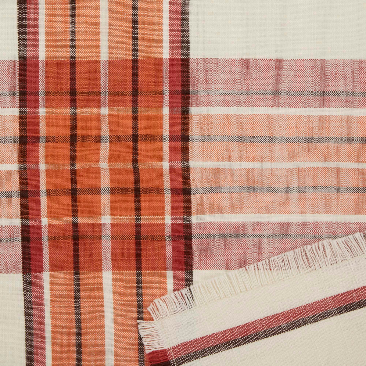 Thanksgiving & Fall Table Decoration Autumn Farmhouse Plaid, Napkin Set, 20x20, Pumpkin Spice Orange, 6 Count