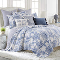 Bennett Quilt Set - King/Cal King Quilt with Two King Pillow Shams - Floral Paisley - Blue and White - 106x92in and