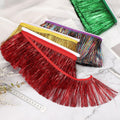 4 Inch Shiny Tinsel Fringe Trim, Sparkling Metallic Fringe Trims Garland Tinsel Streamer for DIY Latin - 5.5 Yard